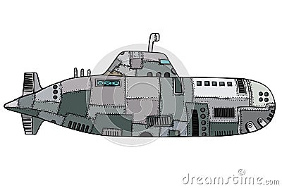 Doodle Sketch Submarine Vector Illustration