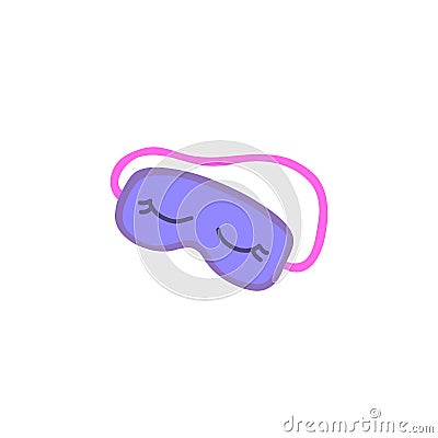Doodle sleeping mask with eyelashes. Vector Illustration
