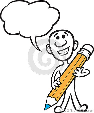 Doodle small person - drawing with pencil Vector Illustration