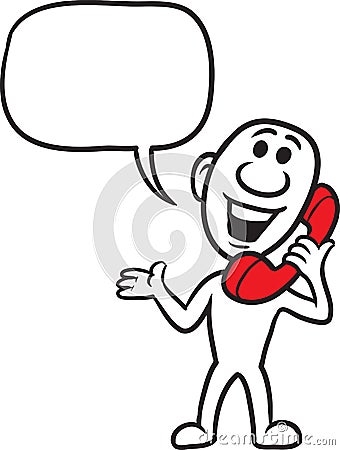 Doodle small person - talking on the phone Vector Illustration