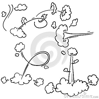 Doodle smoke trail illustration vector handdrawn style Vector Illustration