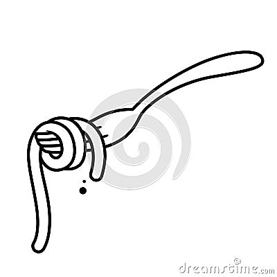 Doodle the spaghetti fork Vector Illustration