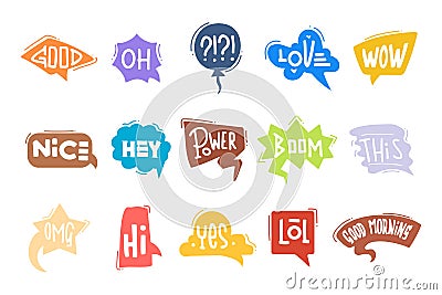 Doodle speech bubbles. Hand drawn bubble, cartoon discussion elements. Chatting or talk shapes with handwritten messages Vector Illustration