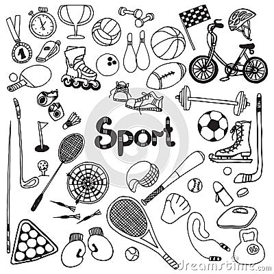 Doodle Sport Set Vector Illustration