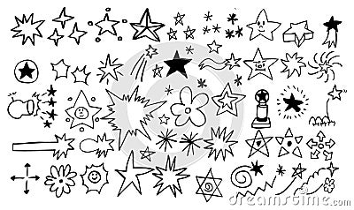 Doodle star element set Vector Illustration