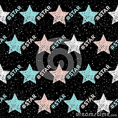 Doodle star seamless background. Abstract childish star pattern Vector Illustration