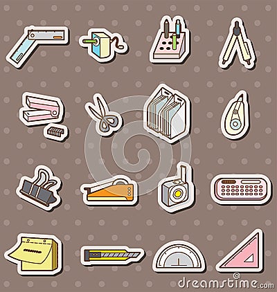 Doodle stationery stickers Vector Illustration