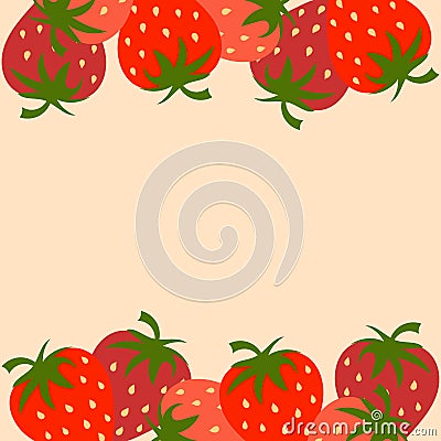 Doodle strawberry border. frame. Sweet dessert flat Vector Hand drawn illustrations Vector Illustration