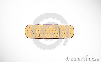 Doodle stripe of adhesive plaster on white background. Vector Illustration