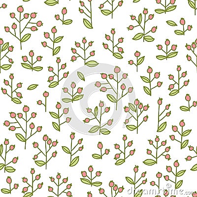 Doodle style berryes seamless pattern. Vector Illustration