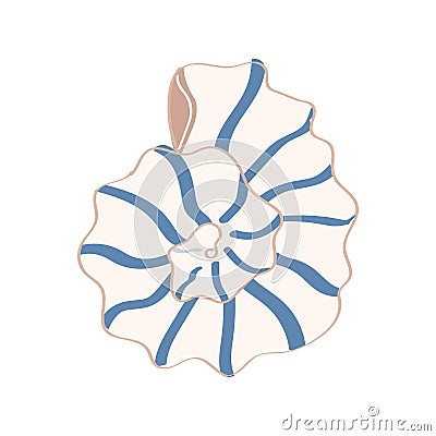Doodle style blue spirale sea sheel. Vector Illustration
