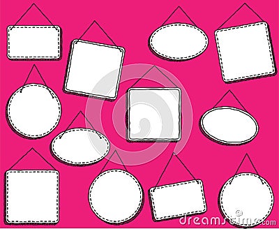 Doodle Style Hanging Signs or Frames Vector Illustration