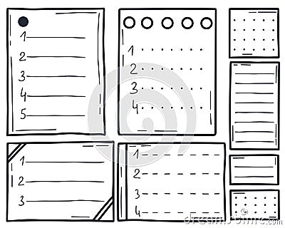 Doodle style planner pages Vector Illustration