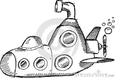 Doodle Submarine Vector Vector Illustration