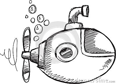 Doodle Submarine Vector Vector Illustration