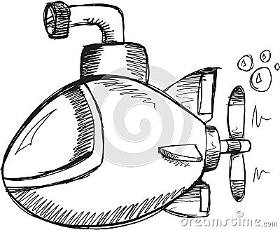 Doodle Submarine Vector Vector Illustration