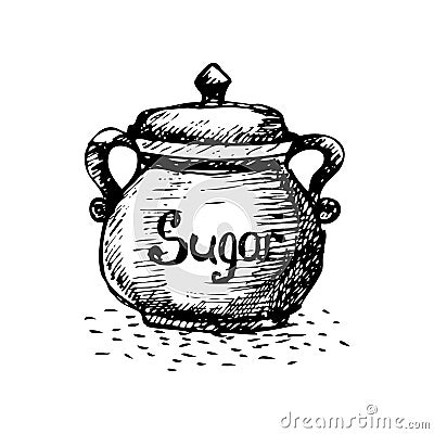 Doodle Sugar Basin Vector Illustration