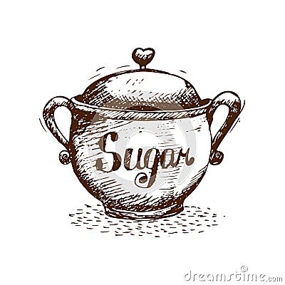 Doodle Sugar Bowl Vector Illustration