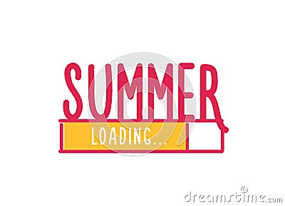 Doodle Summer Loading illustration screen. Progress bar almost reaching summer. Vector illustration background banner in doodle Vector Illustration