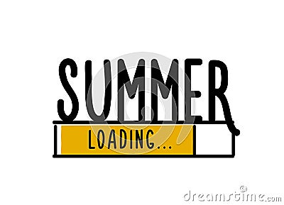 Doodle Summer Loading illustration screen. Progress bar almost reaching summer. Vector illustration background banner in doodle Vector Illustration