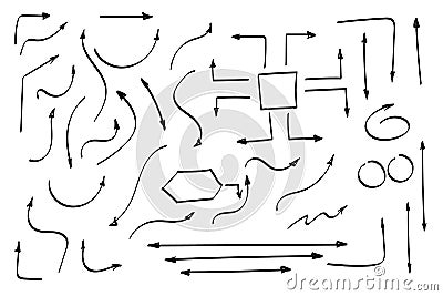 Doodle symbols. Pointer icons. Pointer graphic symbols. Vector Illustration