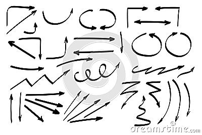 Doodle symbols. Pointer icons. Pointer graphic symbols. Vector Illustration