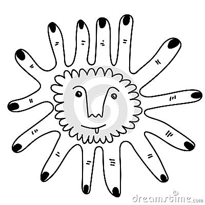 Doodle tattoo finger printable card Vector Illustration