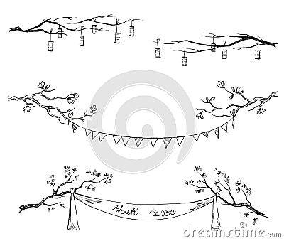 Doodle tree branches. Vector illustration. Vector Illustration