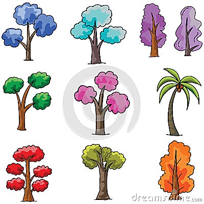 Doodle of tree different collection Vector Illustration