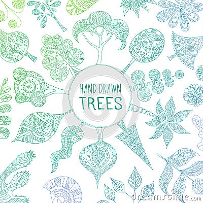 Vector outline of trees. Sketch. Vector Illustration