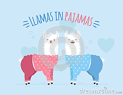 Doodle two llamas Vector Illustration
