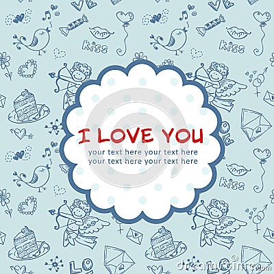 Doodle Valentine's day love postcard Vector Illustration