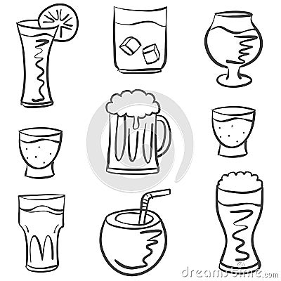 Doodle various drink hand draw Vector Illustration