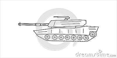 Doodle vector icon of abrams tank Vector Illustration