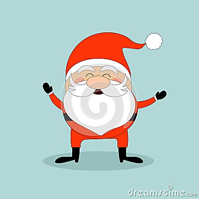 Doodle vector illustration of cute laughing Santa Clause in cartoon style. Christmas holiday card banner template Cartoon Illustration