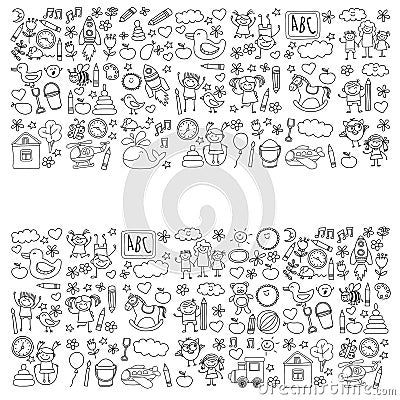 Doodle vector kindergarten elements Vector Illustration