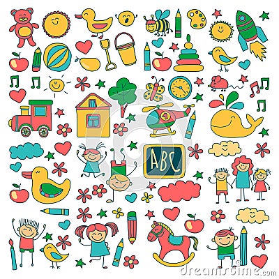 Doodle vector kindergarten elements Vector Illustration