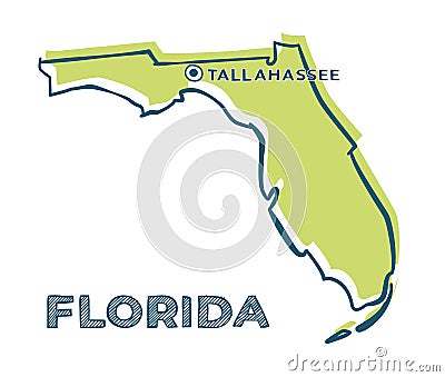 Doodle vector map of Florida state of USA Vector Illustration