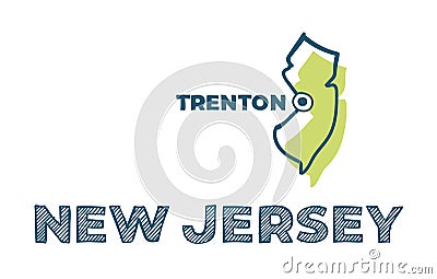 Doodle vector map of New Jersey state of USA Vector Illustration