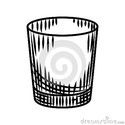 Doodle vodka shot isolated on white background. Empty shot glass of alcohol Cartoon Illustration