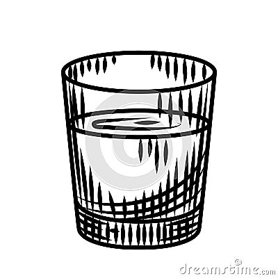 Doodle vodka shot isolated on white background. Full shot glass of alcohol Cartoon Illustration