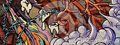 The Doodle Wall Graffiti Spirit Mushroom! Concept Art. Realistic Illustration Editorial Stock Photo