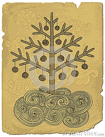 Doodle xmas tree Vector Illustration