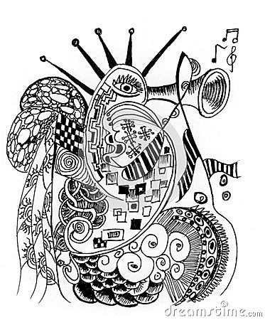 Doodles art music on ocean Stock Photo