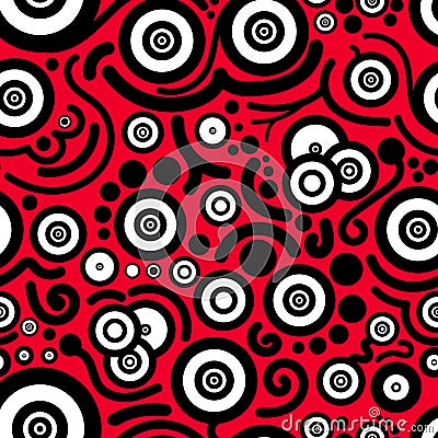 Doodles with circles smiles face concept seamless pattern textur Vector Illustration