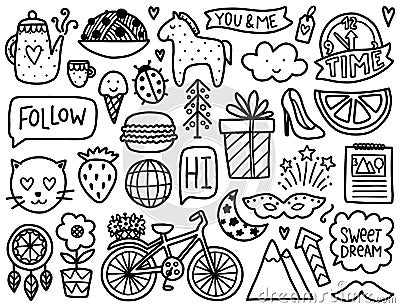 Doodles cute elements. Vector Illustration