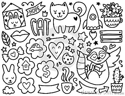 Doodles cute elements. Vector Illustration