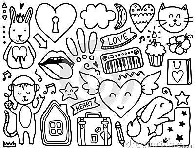 Doodles cute elements. Vector Illustration