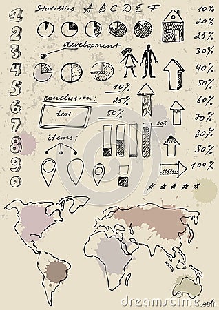 Doodles infographics set. Vector Illustration