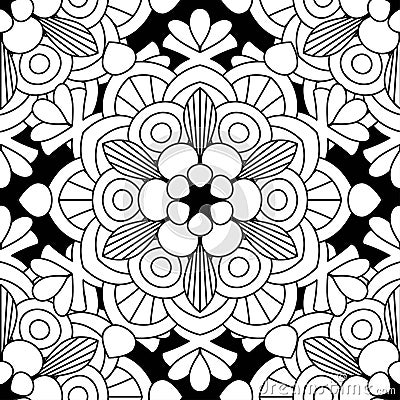 Doodles mandala seamless pattern Vector Illustration